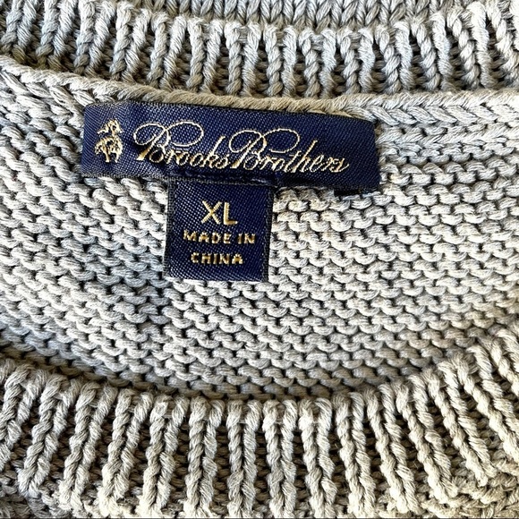 Brooks Brothers Gray Grey Sweater Vest Crew Scoop Neck Fringe Cotton XL - Picture 2 of 6